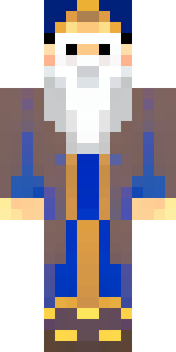 an old wizard in a starry midnight-blue robe and pointed hat