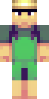 a farmer villager in a straw hat with a green apron