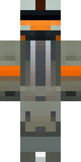 a battle-worn pilot in orange plating with scorch marks