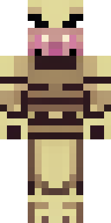 a piglin brute in gold armor with a snout and tusks