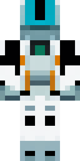 a mecha pilot in a white flight suit with a segmented helmet