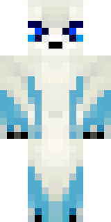 a snow fox spirit in white fur with blue markings