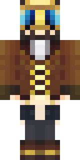 a steampunk inventor in a brown leather coat and brass goggles