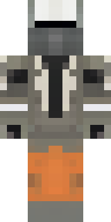 a battle-worn pilot in orange plating with scorch marks
