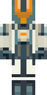 a mecha pilot in a white flight suit with a segmented helmet