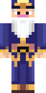an old wizard in a starry midnight-blue robe and pointed hat