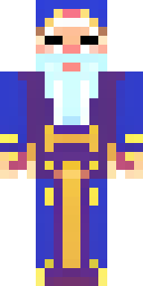 an old wizard in a starry midnight-blue robe and pointed hat