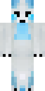 a snow fox spirit in white fur with blue markings