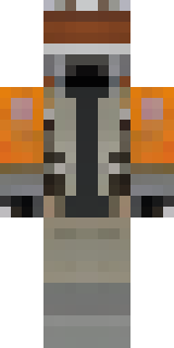 a battle-worn pilot in orange plating with scorch marks