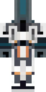 a mecha pilot in a white flight suit with a segmented helmet