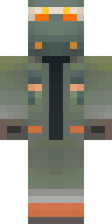 a battle-worn pilot in orange plating with scorch marks