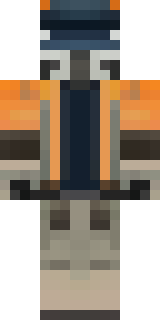 a battle-worn pilot in orange plating with scorch marks
