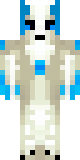 a snow fox spirit in white fur with blue markings