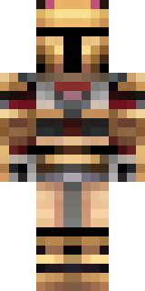 a gladiator in bronze arm guards and a red-plumed helmet