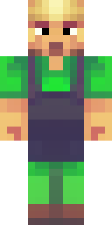 a farmer villager in a straw hat with a green apron