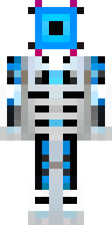 a chrome android with glowing blue eyes and exposed joints