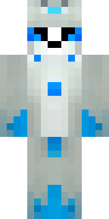 a snow fox spirit in white fur with blue markings