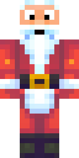 a jolly Santa in a red suit with a white beard and sack