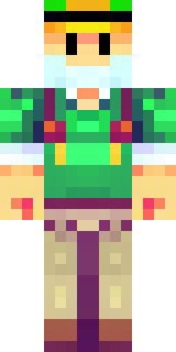a farmer villager in a straw hat with a green apron