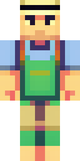 a farmer villager in a straw hat with a green apron