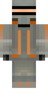 a battle-worn pilot in orange plating with scorch marks