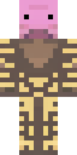 a piglin brute in gold armor with a snout and tusks