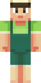 a farmer villager in a straw hat with a green apron