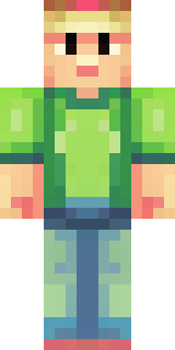 a farmer villager in a straw hat with a green apron