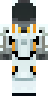 a mecha pilot in a white flight suit with a segmented helmet
