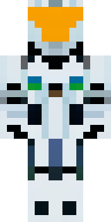 a mecha pilot in a white flight suit with a segmented helmet