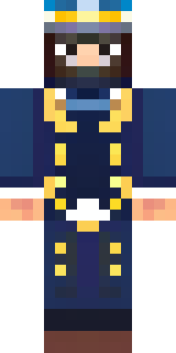 an airship captain in a navy coat with copper gadgets