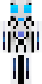 a chrome android with glowing blue eyes and exposed joints
