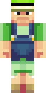 a farmer villager in a straw hat with a green apron