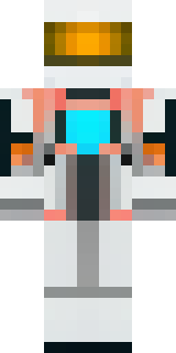 a mecha pilot in a white flight suit with a segmented helmet