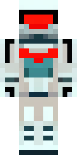 a mecha pilot in a white flight suit with a segmented helmet