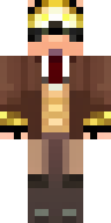 a steampunk inventor in a brown leather coat and brass goggles