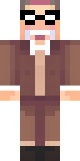 a friendly villager librarian in brown robes with glasses