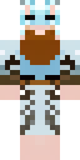 a frost viking in white furs and a horned helm