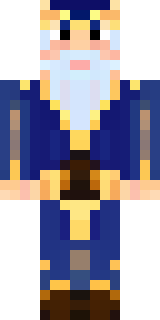 an old wizard in a starry midnight-blue robe and pointed hat