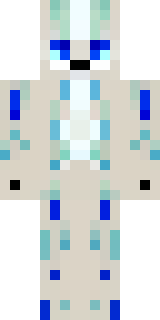 a snow fox spirit in white fur with blue markings