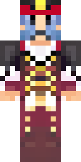 a pirate captain in a long red coat and tricorn hat