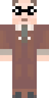 a friendly villager librarian in brown robes with glasses
