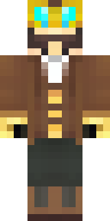 a steampunk inventor in a brown leather coat and brass goggles