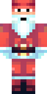 a jolly Santa in a red suit with a white beard and sack