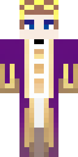a young king in an ermine-trimmed purple cloak and gold crown