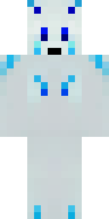 a snow fox spirit in white fur with blue markings