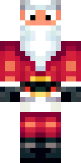 a jolly Santa in a red suit with a white beard and sack