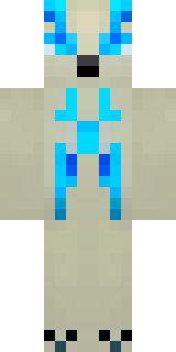 a snow fox spirit in white fur with blue markings