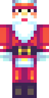 a jolly Santa in a red suit with a white beard and sack