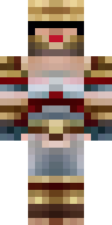 a gladiator in bronze arm guards and a red-plumed helmet